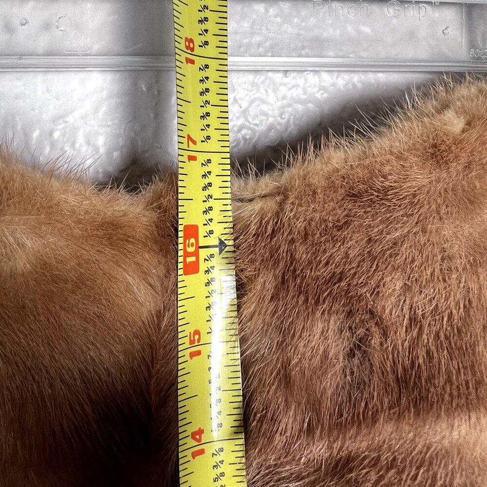 Vintage Mink Fur Shawl Wrap Stole Sz 9" x 63" Lined Brown - Picture 4 of 8